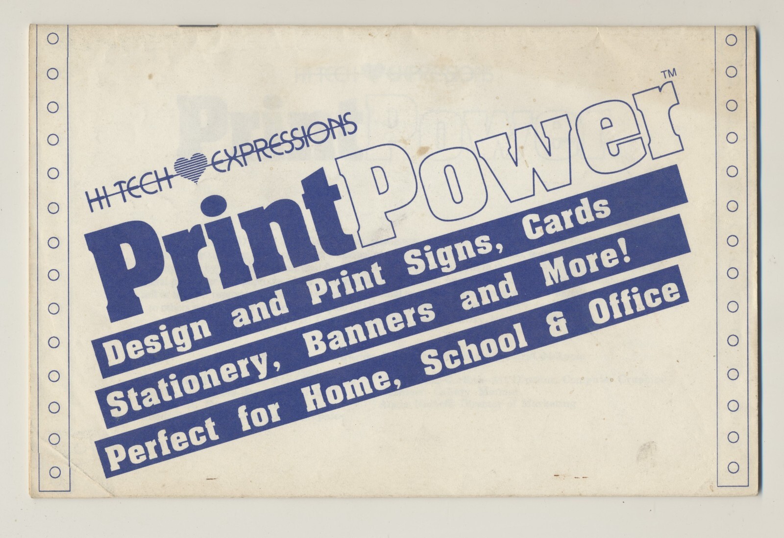 Hi Tech Expressions Print Power 1987 Manual Booklet Computer Software VTG Retro