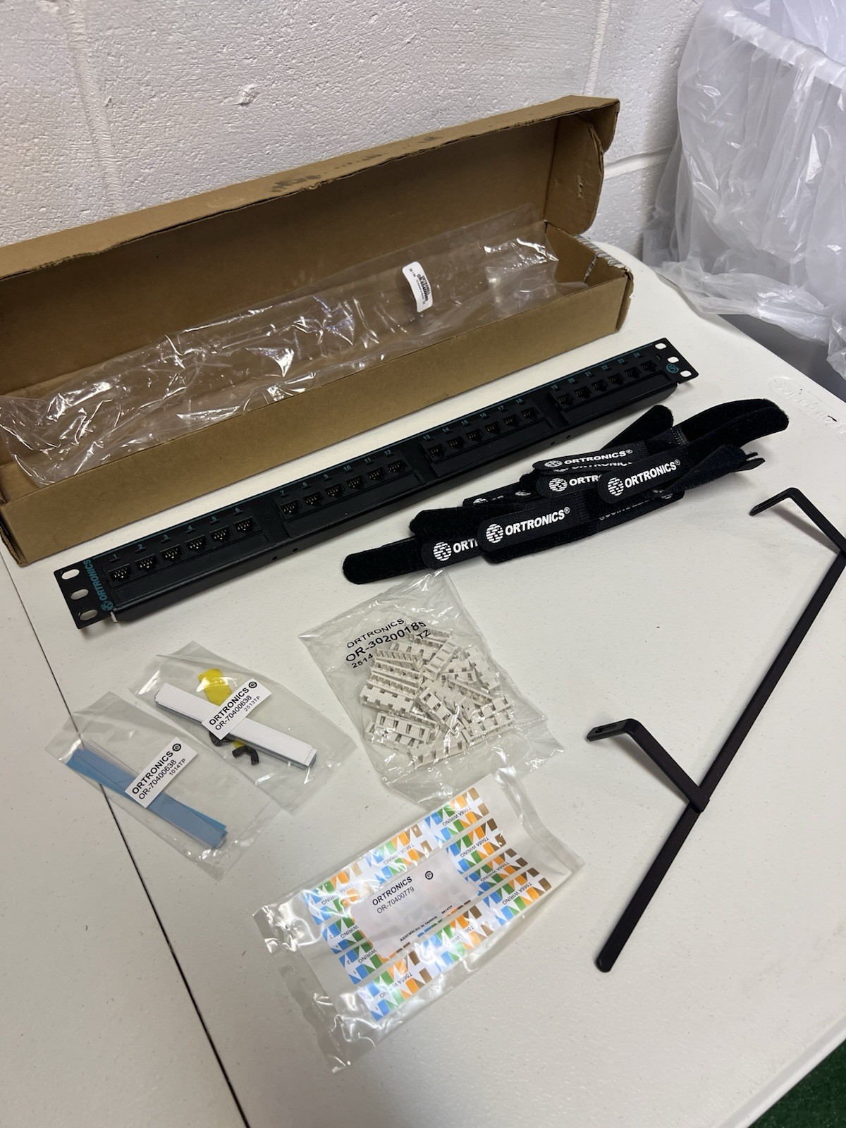 Ortronics Legrand 24-Port RJ45 Ethernet Patch Panel 1U Rack Mount w/ Accessories