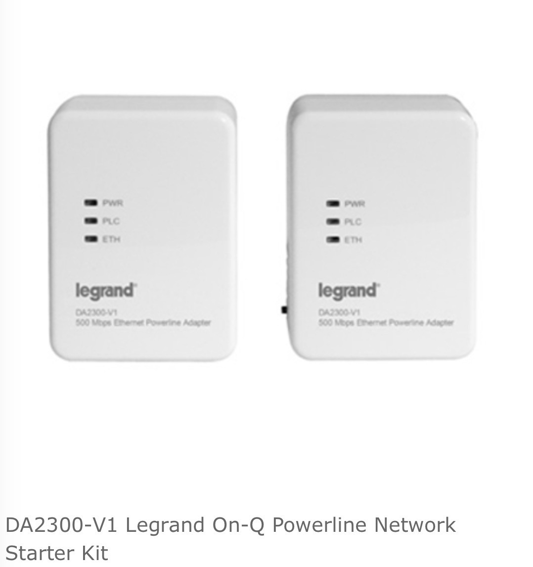 Legrand OnQ DA2300V1 Single Port Powerline Network Adaper Kit (2 Adapters) NEW