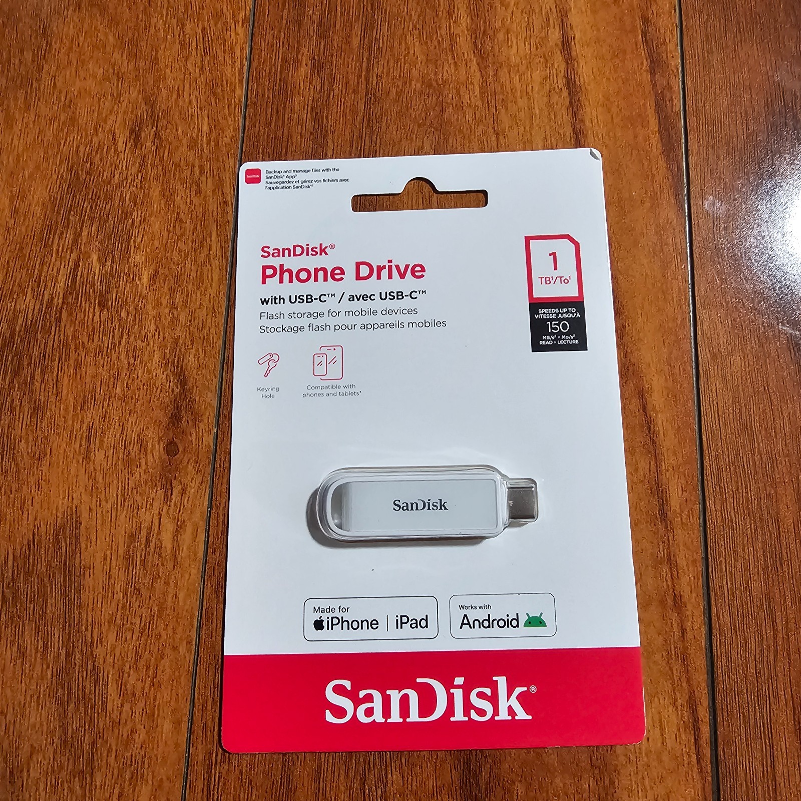 SanDisk 1TB Phone Drive with USB Type-C -  Arctic White - SDIXS0N-1T00-GN6NE