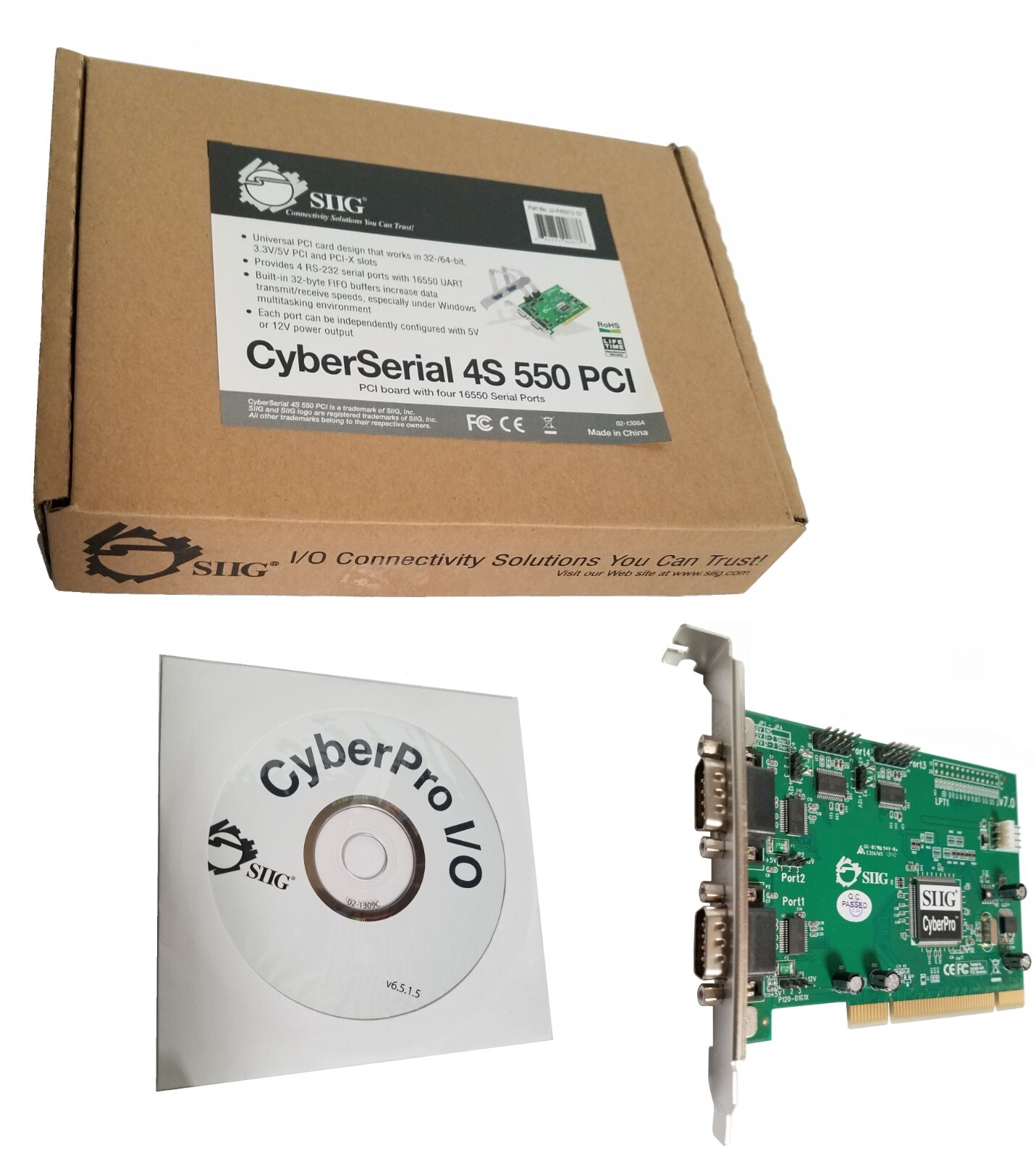 SIIG CyberSerial 4S Serial I/O 4 Port Expansion Interface PCI Card V7.0