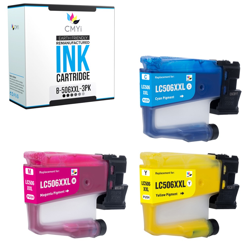 3-Pack Compatible CMYi LC506XXL Color Ink Cartridges fit Brother MFC-J4355DW