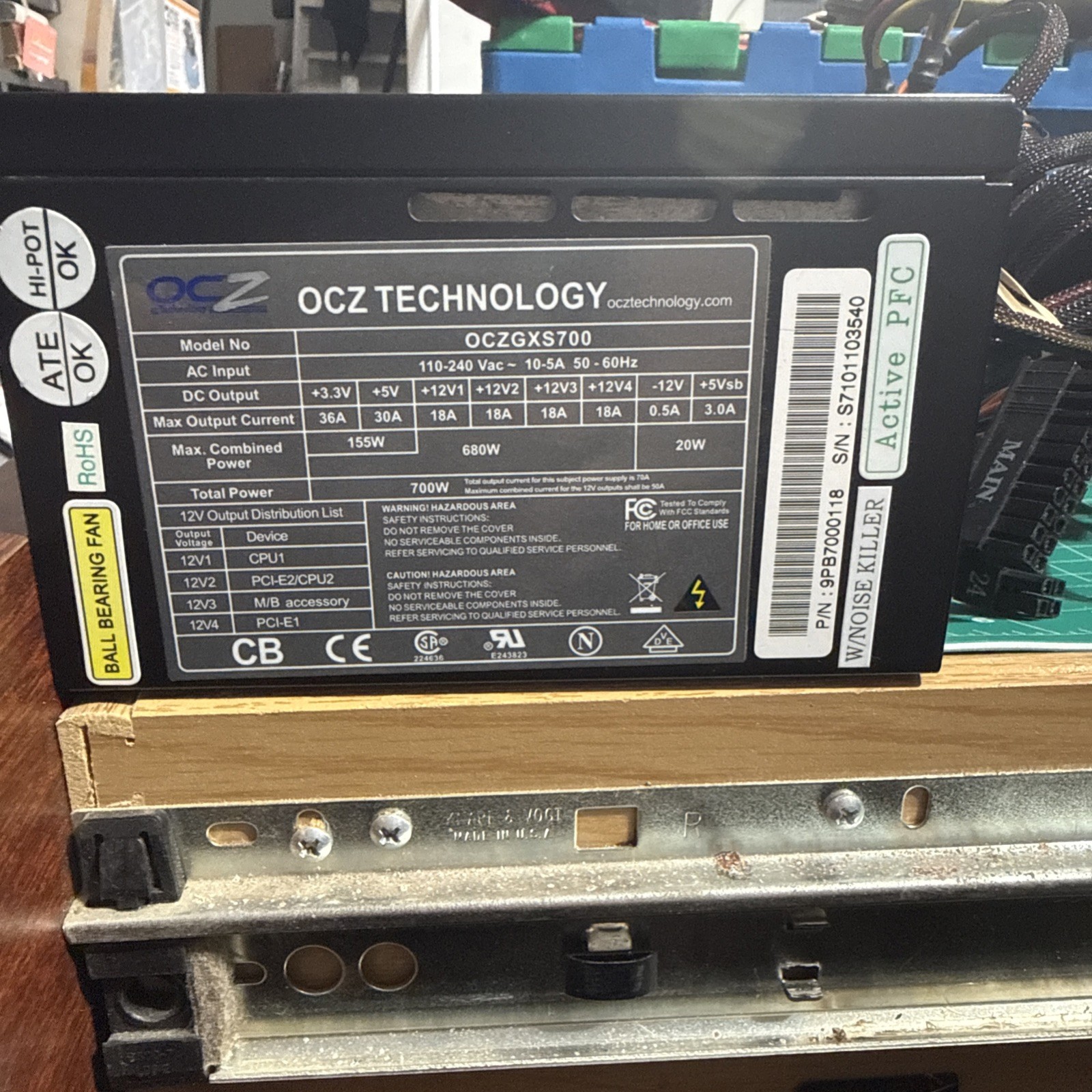 OCZ Technology GXS700 700W Power Supply ATX PSU Active PFC Tested Working