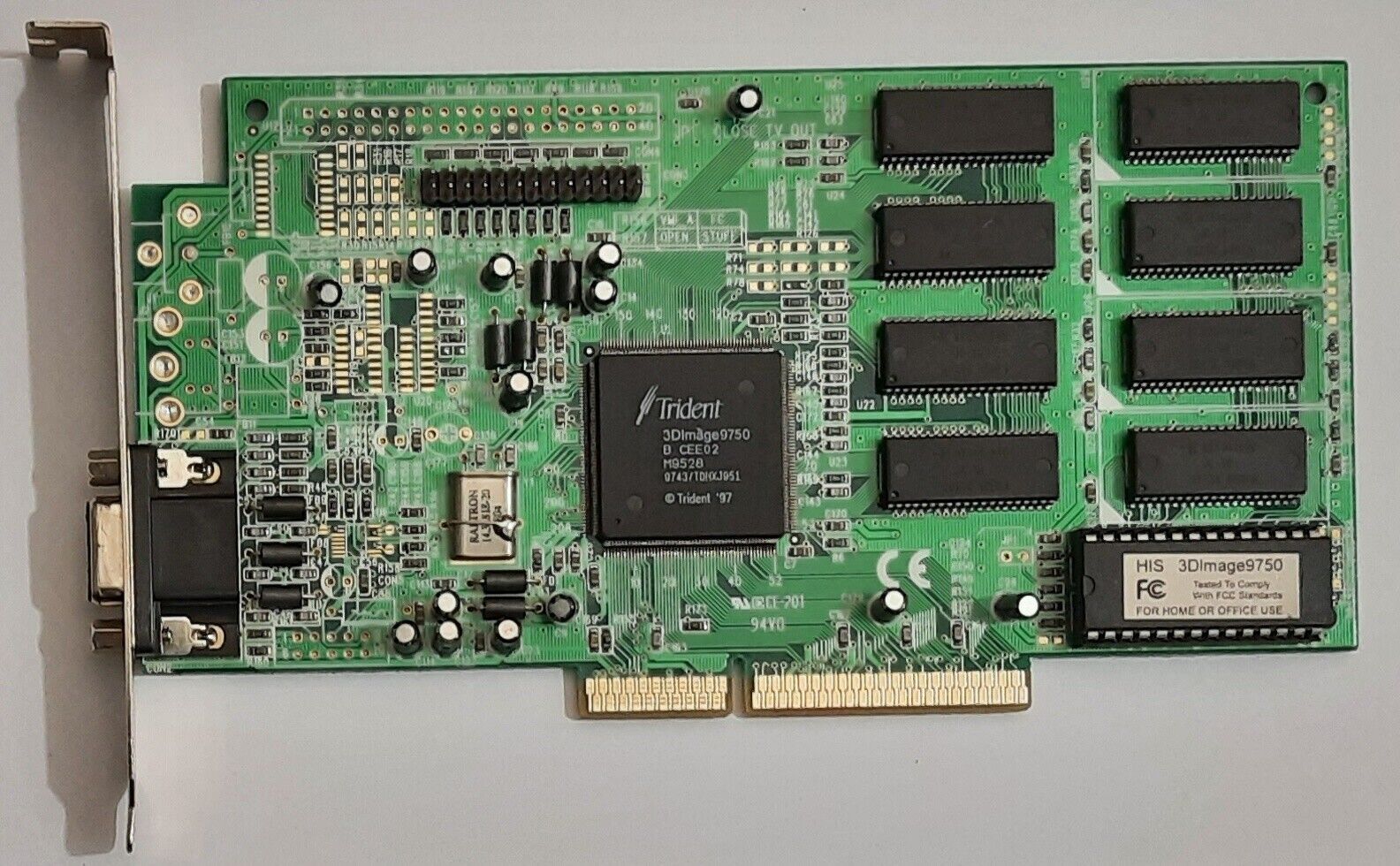 HIS 275AH1S0 AGP Graphics Card (Trident 3DImage9750, 4MB, Retro, 1997)