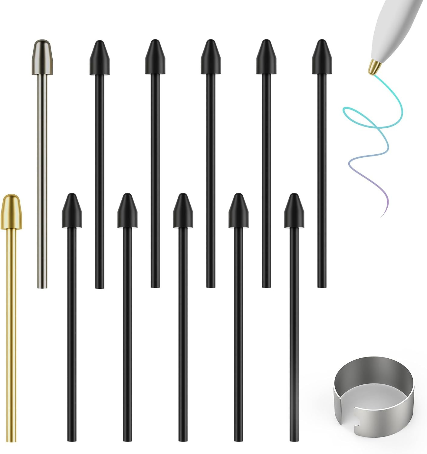 For Remarkable 2 Pen Tips, Metal Tips,Replacement 12Pcs-Gold/Sirvel