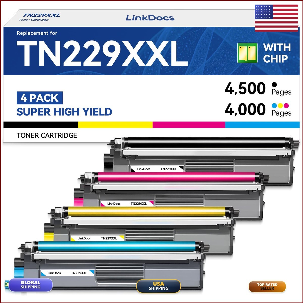 LinkDocs TN229XXL Super High Yield Compatible Toner Cartridge for Brother