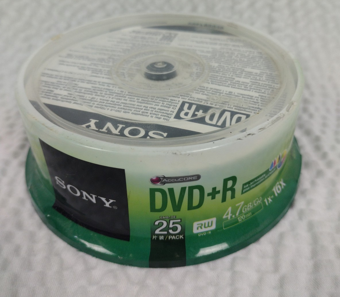 25 PK SONY Blank DVD+R 1X-16X Logo Branded 4.7GB RW DISC 25DPR4799 RECORDING