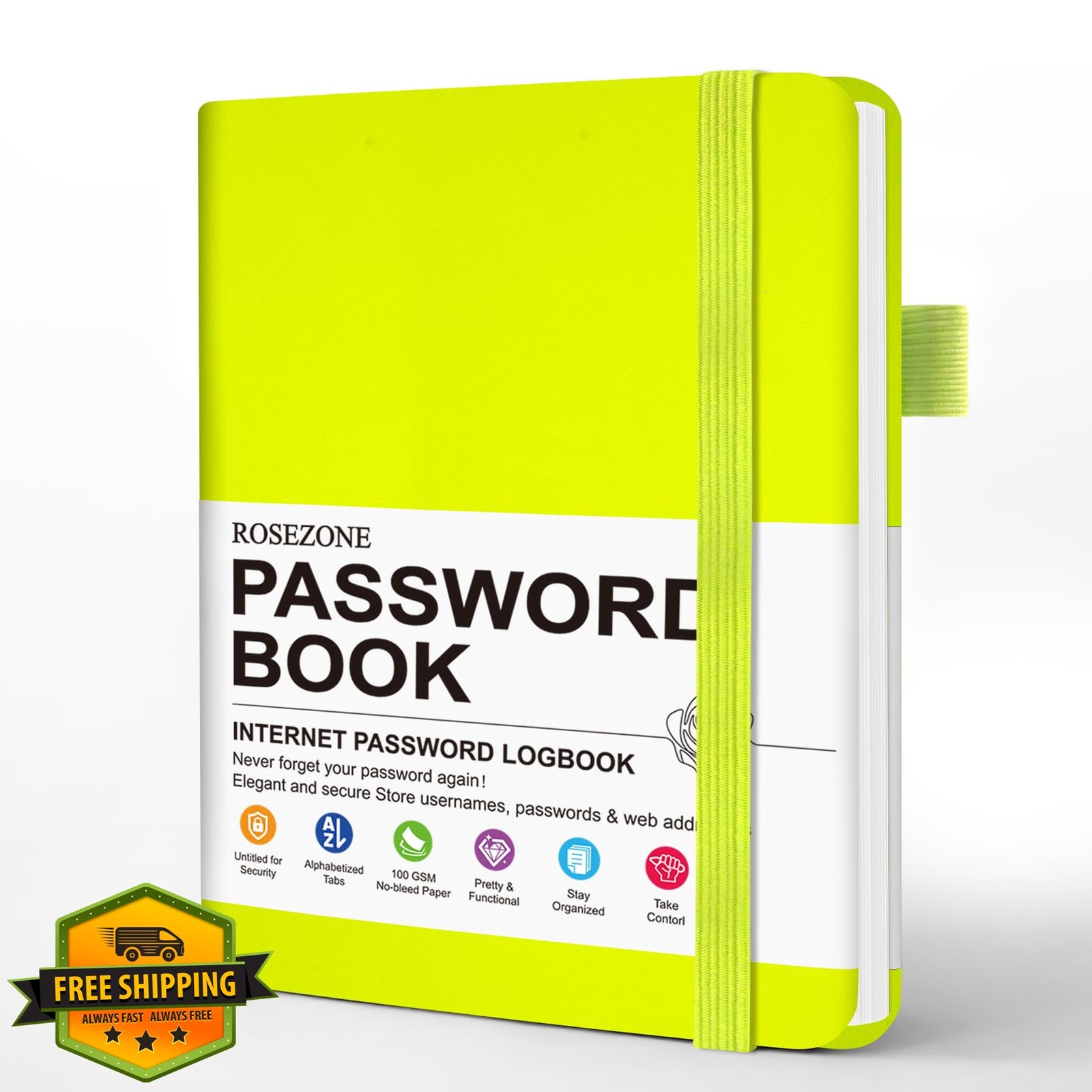 RoseZone Fluorescent Green Pocket Password Book