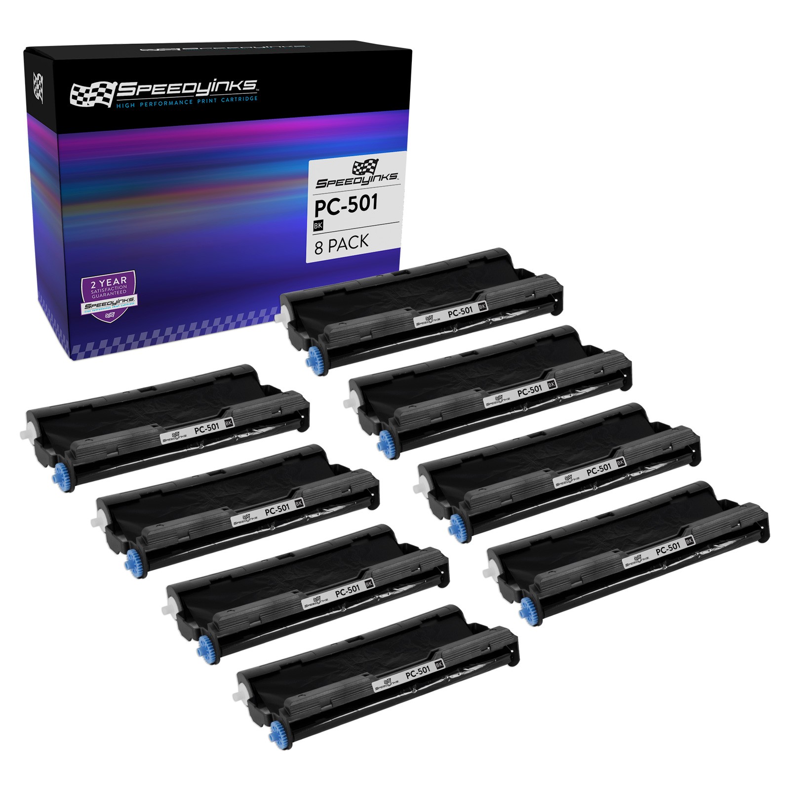 8 Pack Compatible PC501 Fax Cartridge with Roll for Brother FAX 575, 878 Printer