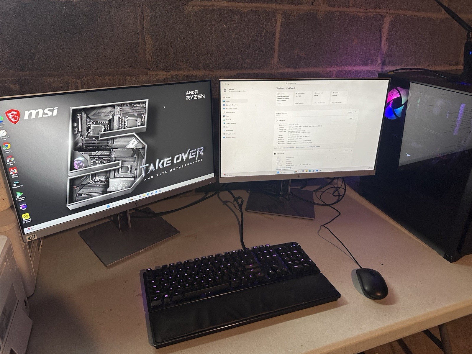 Gaming PC Desktop with Dual monitors