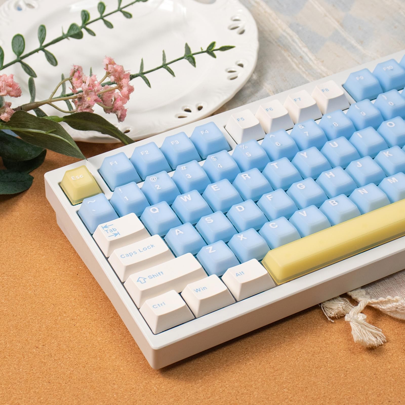 164 Keys Custom PBT Keycaps Cherry Profile Doubleshot Jelly Keycaps Set Fit f...