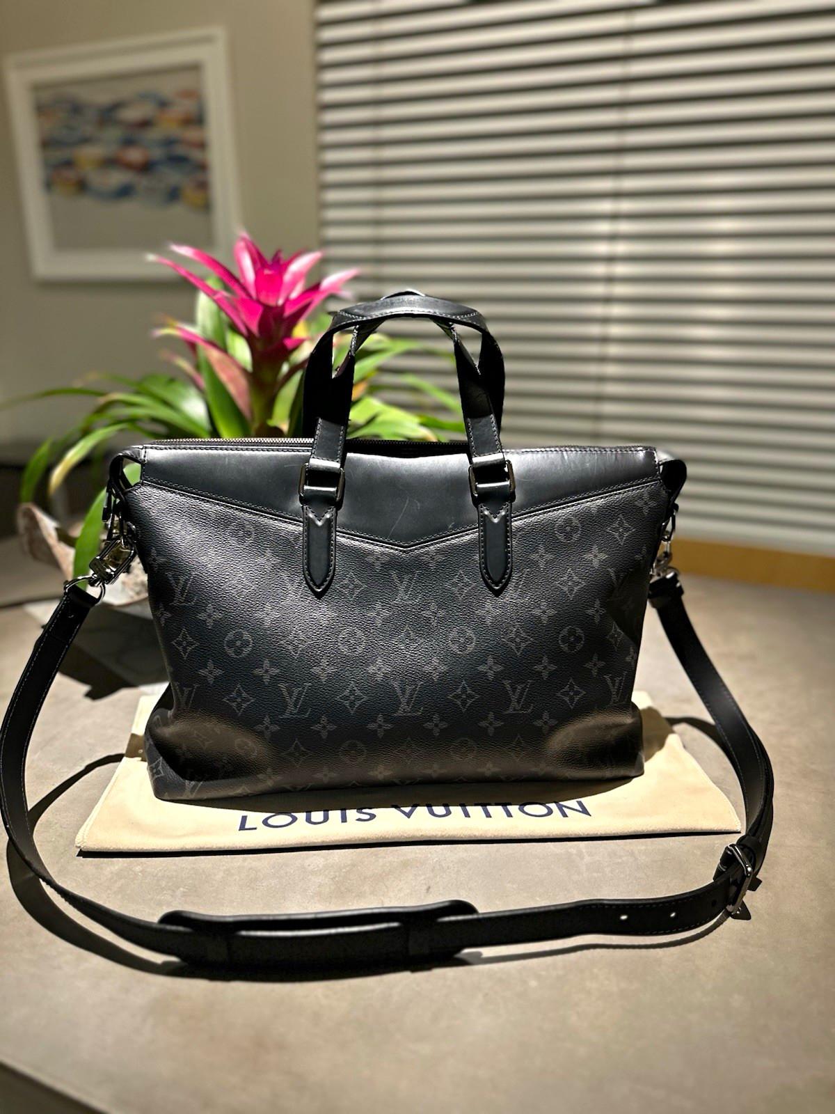 Louis Vuitton Monogram Eclipse Leather Briefcase in Black