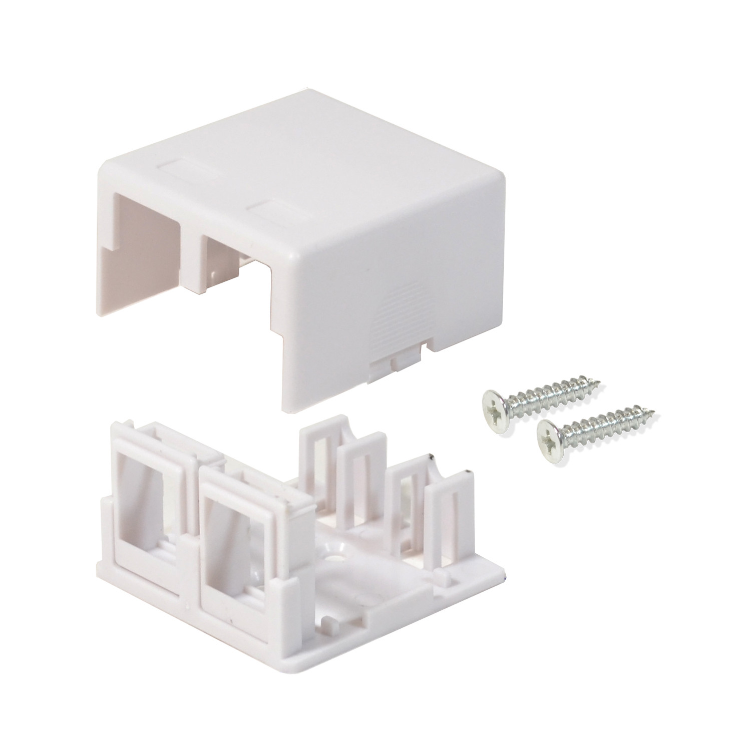 10 Pack Surface Mount Box 2 Port Double Hole Keystone Jack Cat5e/Cat6 White