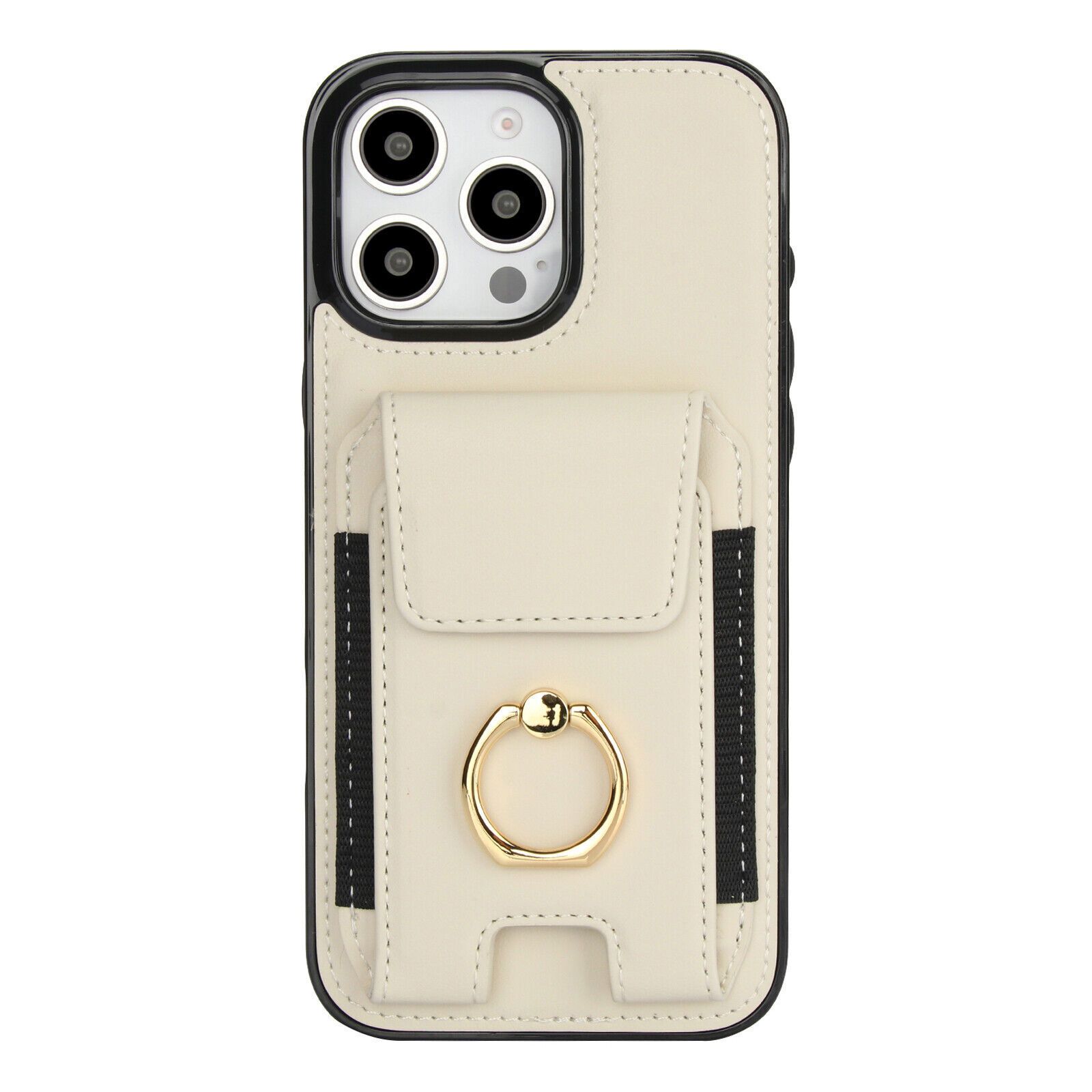 Luxury Leather Card Slot Ring Cover Case For 16 15 14 13 12 11 Pro Max XR 7 8 SE