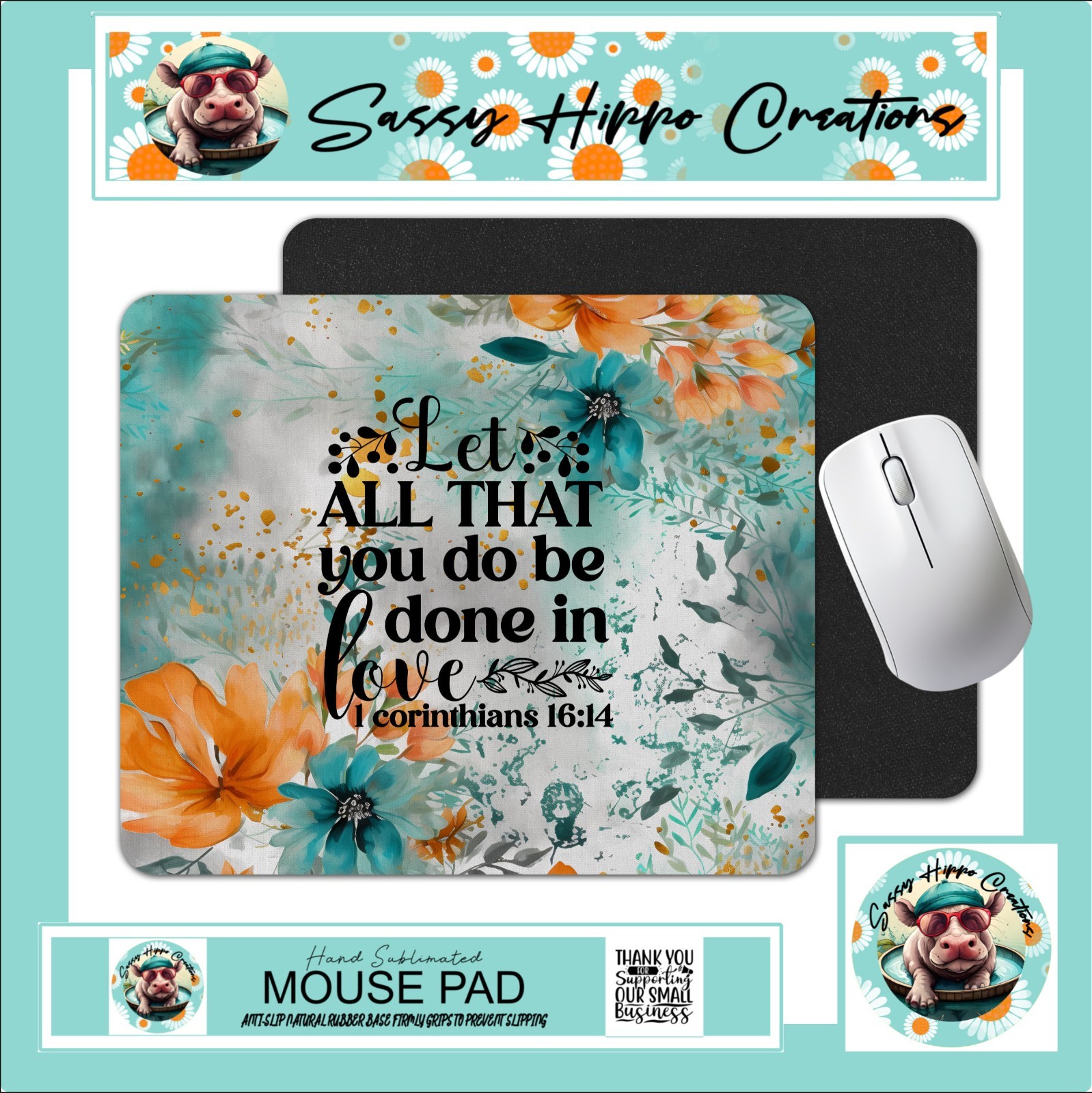 Mouse Pad 1 Corinthians 16:14 Let All That You Do Be Anti Slip Back Easy Clean