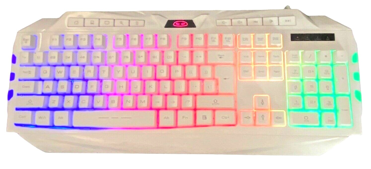 MageGee GK710 White Gaming Keyboard Wired Backlit Keyboard 