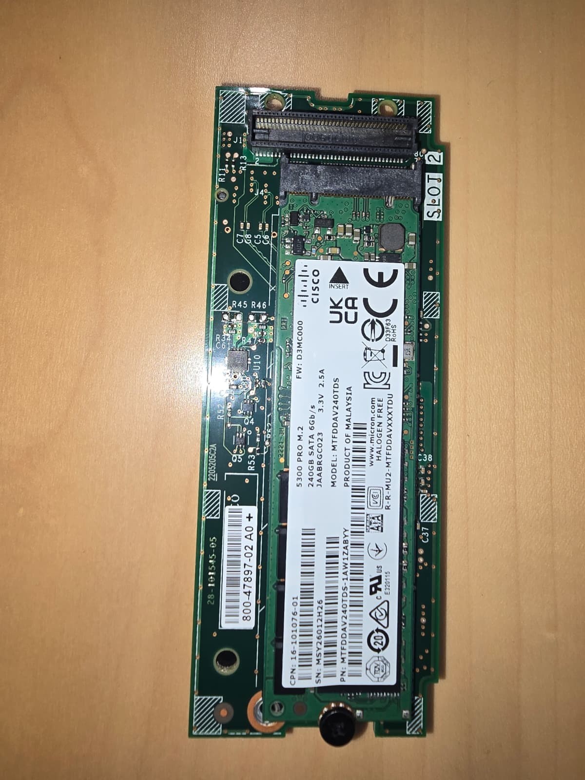 Cisco Boot Optimized M.2 RAID Controller UCS-M2-HWRAID +2x 240GB SSD UCS-M2-240G
