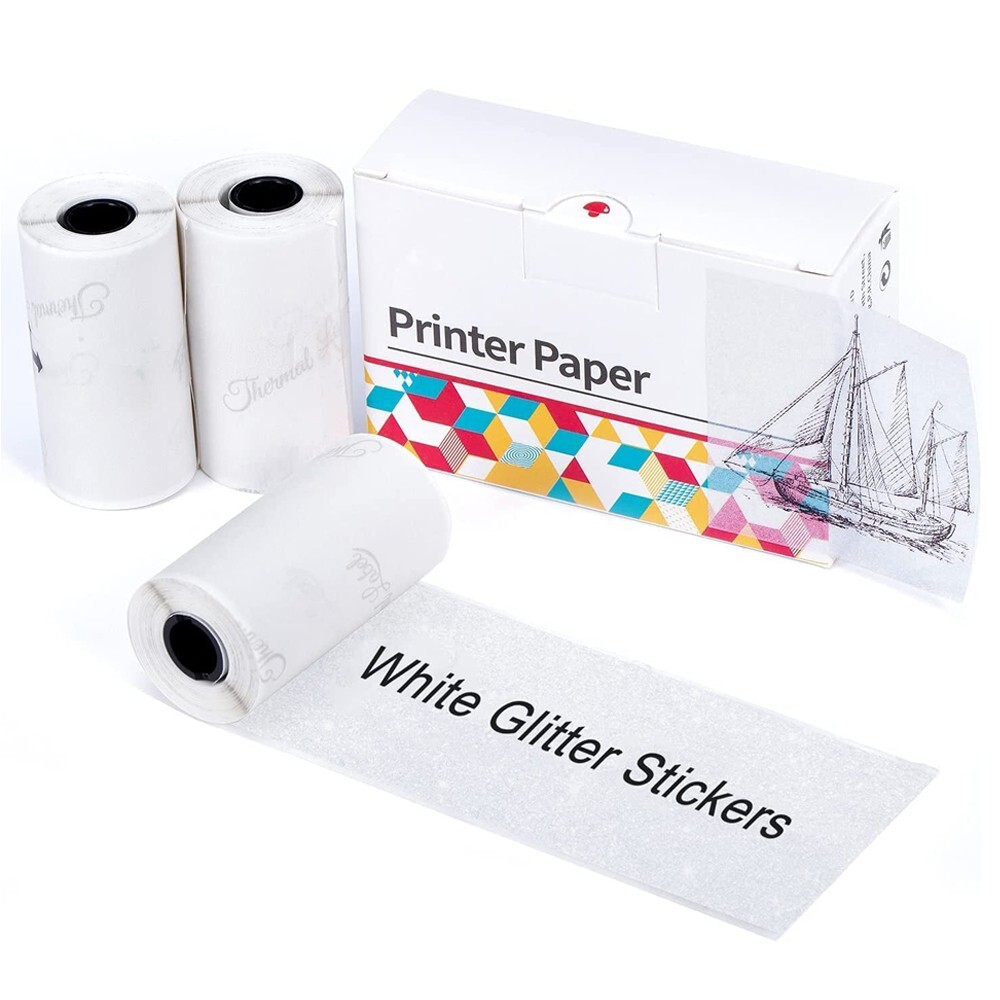 Silver Glitter Transparent Sticker Labels 50mm Adhesive Thermal Paper for M02