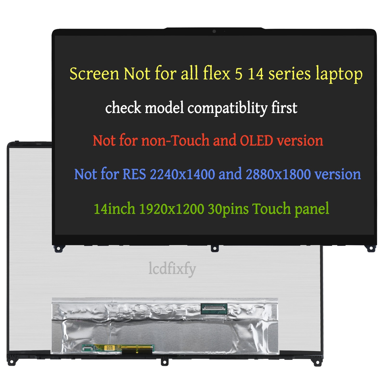 14"For Lenovo IdeaPad Flex 5 14ABR8 82XX LCD Touch Screen M140NW4D R4 HW 1.1