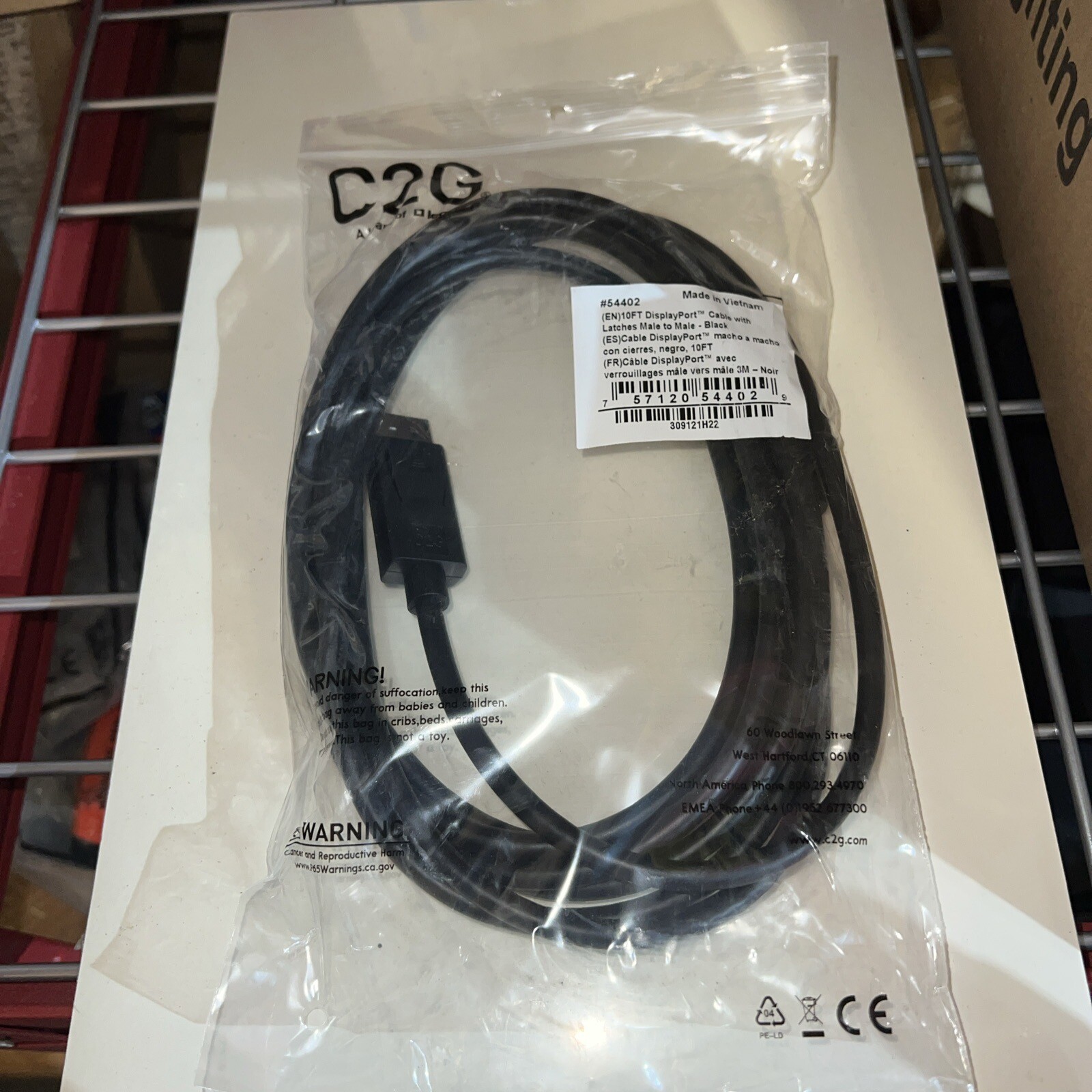 C2G Legrand DisplayPort 1.2 Male to Male Displayport Cable 10FT, 8K, #54402 NEW