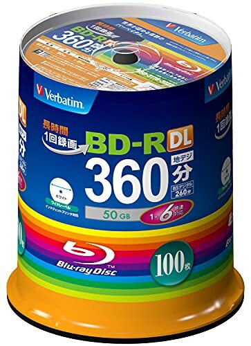 Verbatim 1Time Recording Blu-Ray Disc Bd-R 50Gb 100 Pieces White Print NEW
