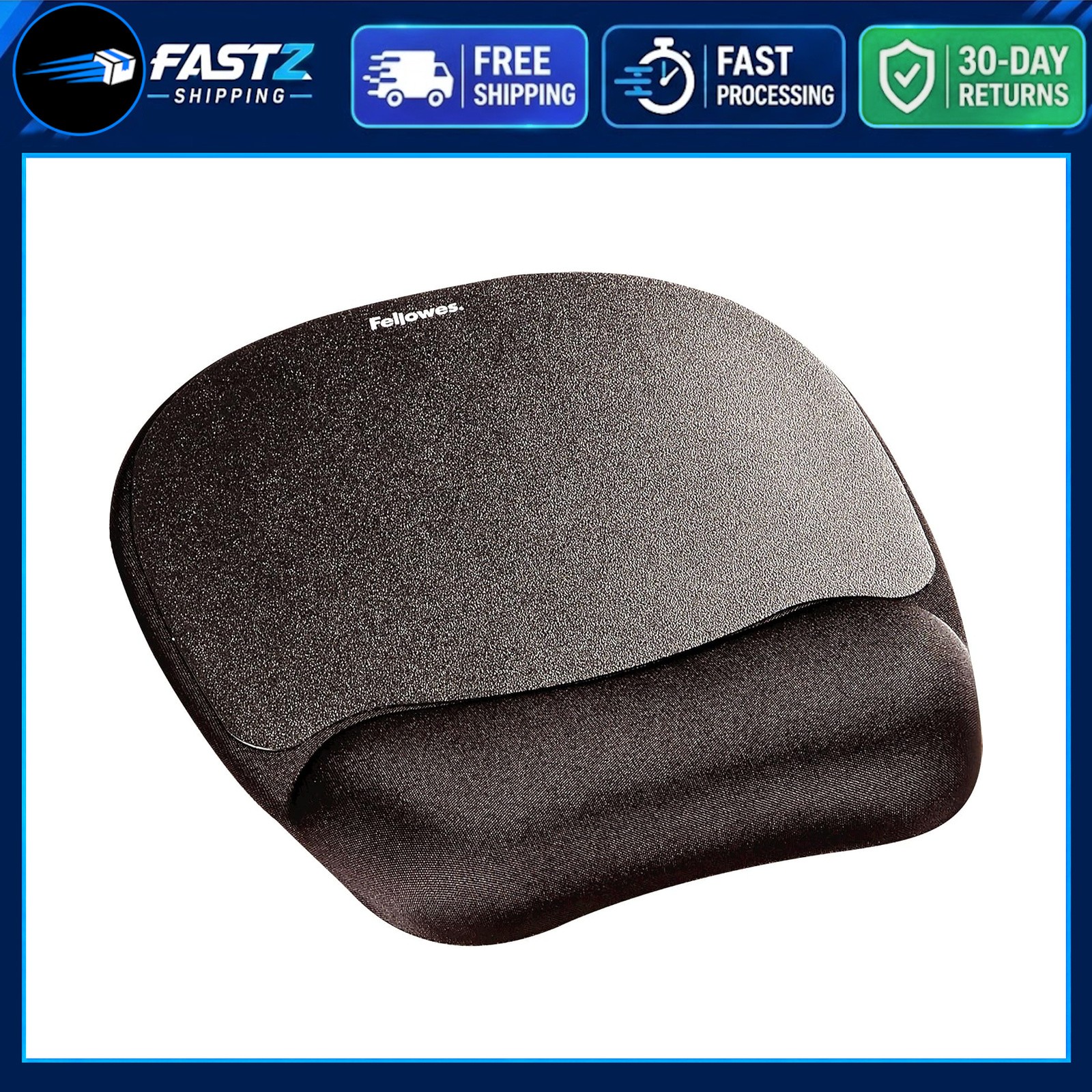Fellowes Memory Foam Mouse Pad Wrist Rest Black