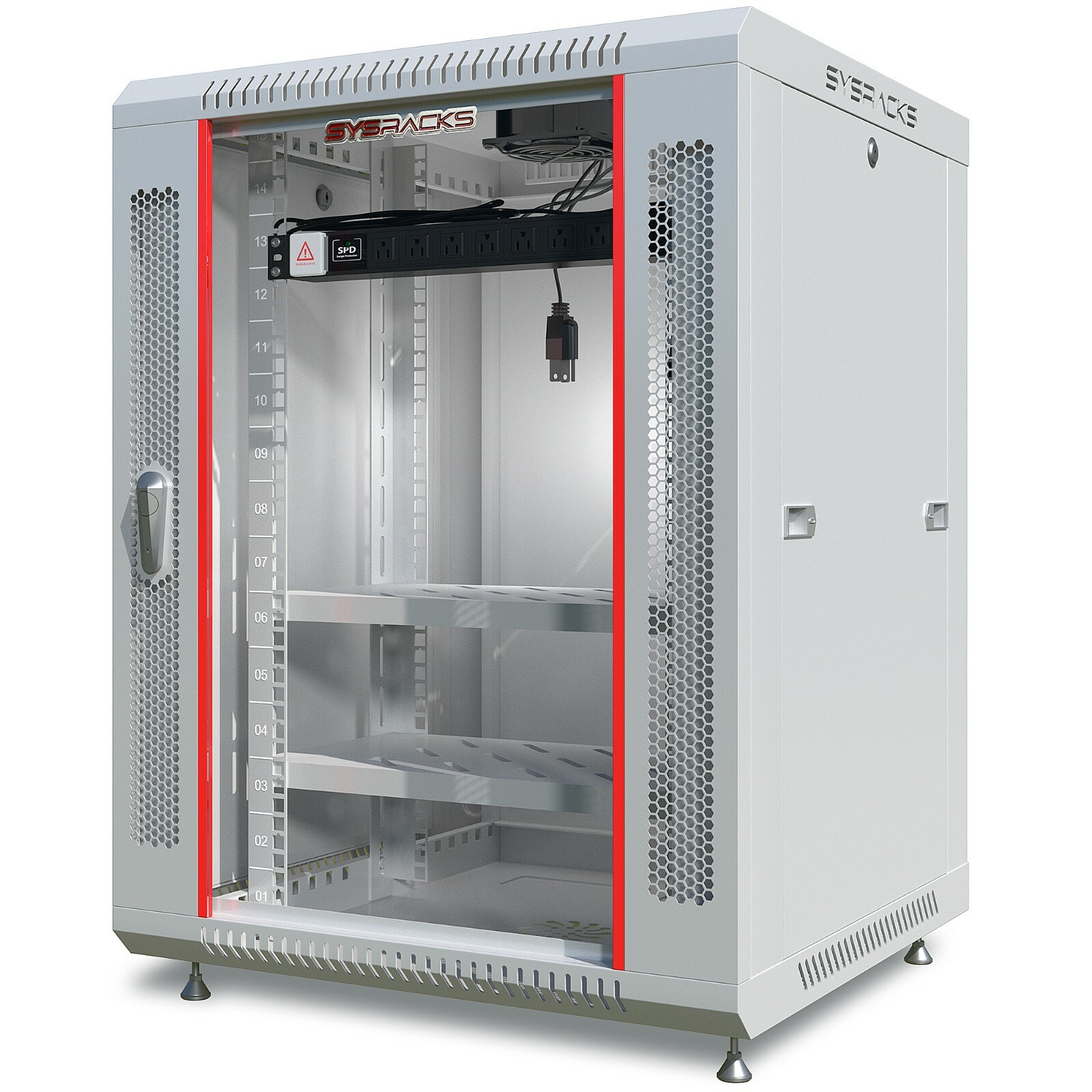 15U Wall Mount Server Rack Network Cabinet Data AV 24-inch Depth Locking GREY