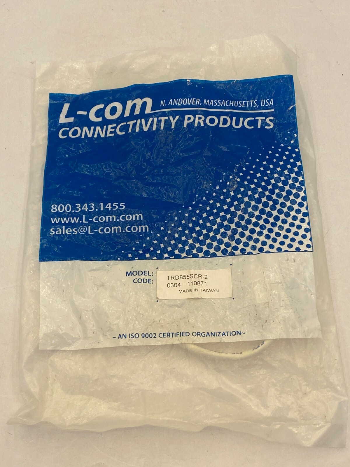 L-COM CONNECTIVITY PRODUCTS TRD855SCR-2 WHITE ETHERNET CABLE NIB 