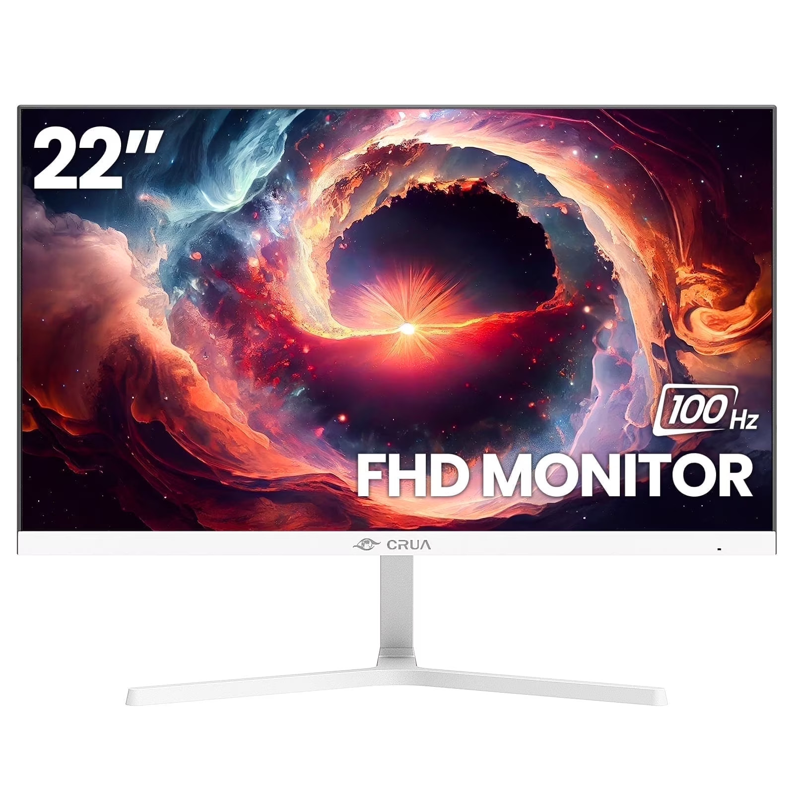 CRUA CRUA22FHD100HZVA 22 Inch FHD Computer Monitor, 21.5 Inch VA Panel, White