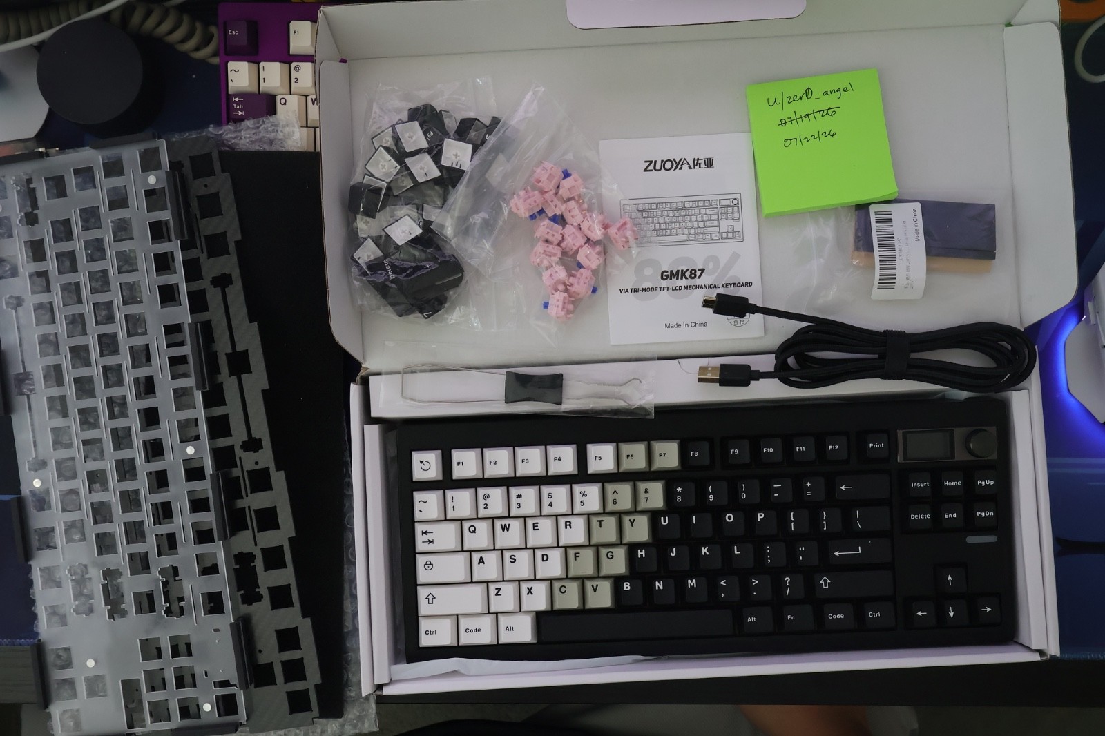 Zuoya GMK87 Fully Built and Modded Mechanical Keyboard - Black