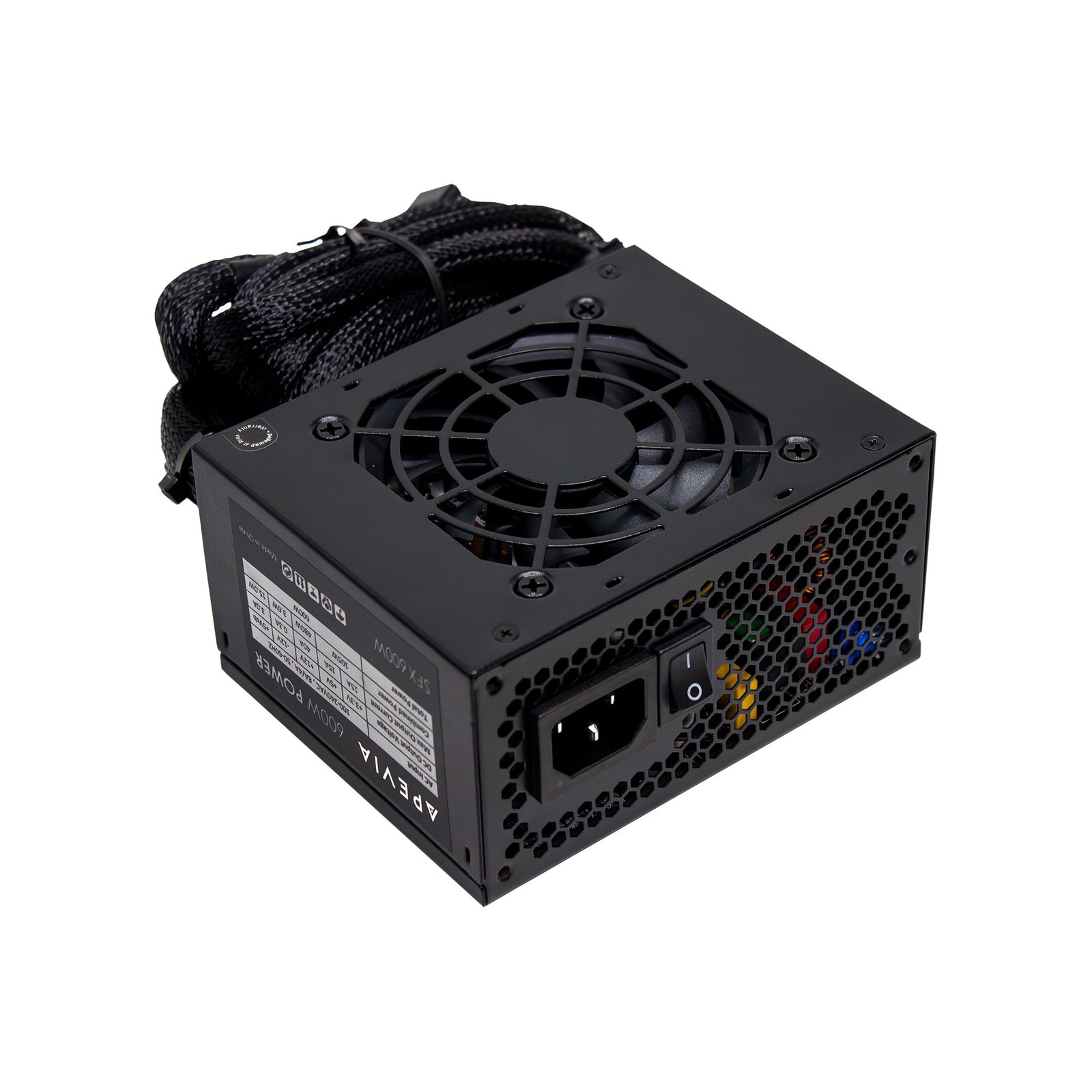 SFX-PFC600W SFX PFC 600W / Micro-ATX, Fixed Cables, Full Range Active PFC 90-264
