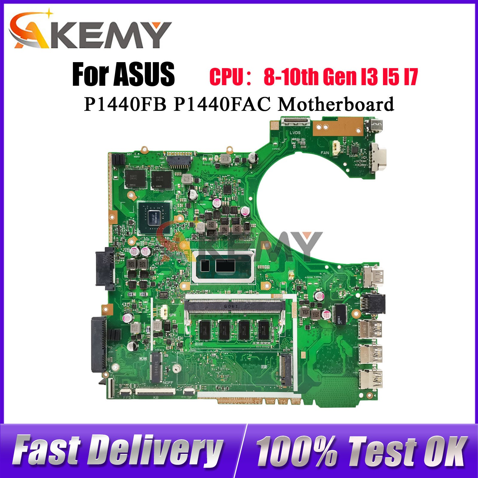For ASUS P1440FAC Mainboard W/ I3 I5 I7 CPU tests OK P1440FB Laptop Motherboard