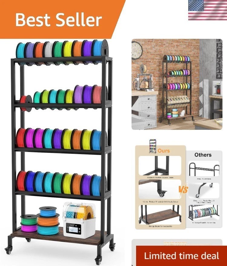 3D Printer Filament Storage Rack, 5-Tier 3D Printing Filament Metal Rack for ...