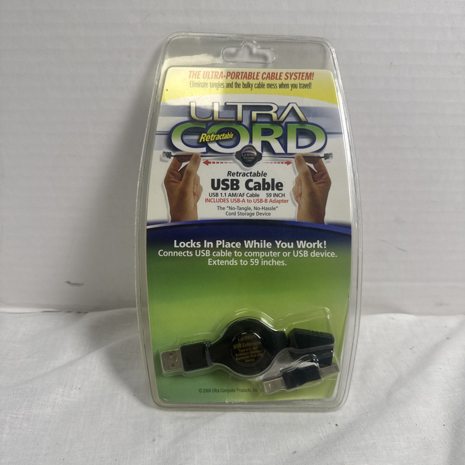 Ultra Cord Retractable USB Cable 59 Inches Computer NEW IN PACKAGE 