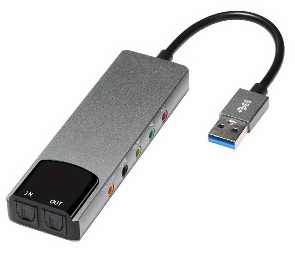 PC USB 5.1 Channel Virtual Surround Sound Card w/ Digital Optical Audio Input