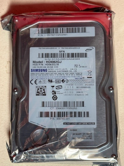 Samsung HDD HD082GJ 80GB ~ 7200 RPM SATA 3.5" HDD