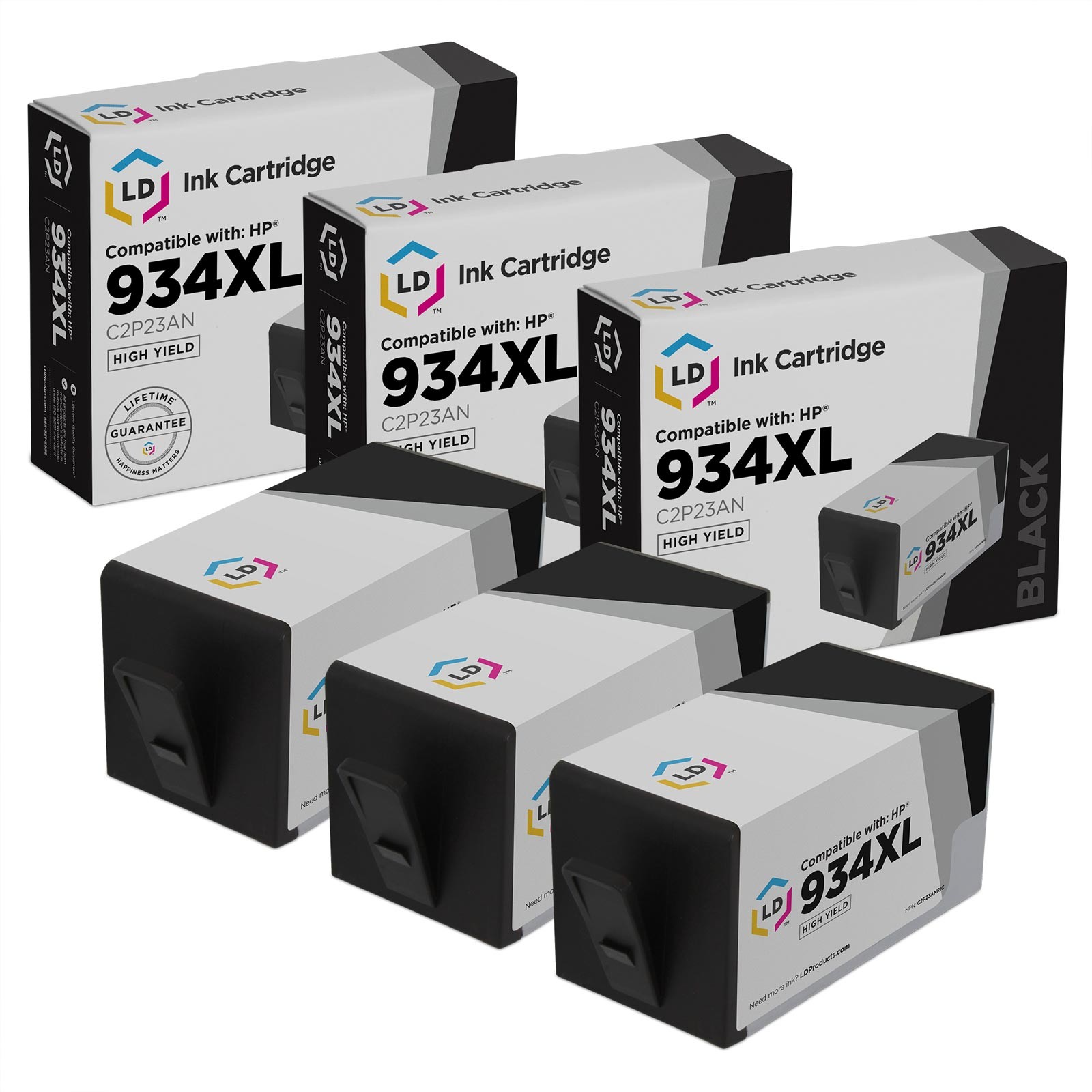 Compatible Replacement for HP 934XL C2P23AN HY 934XL Ink Cartridges (Blk, 3-Pk)