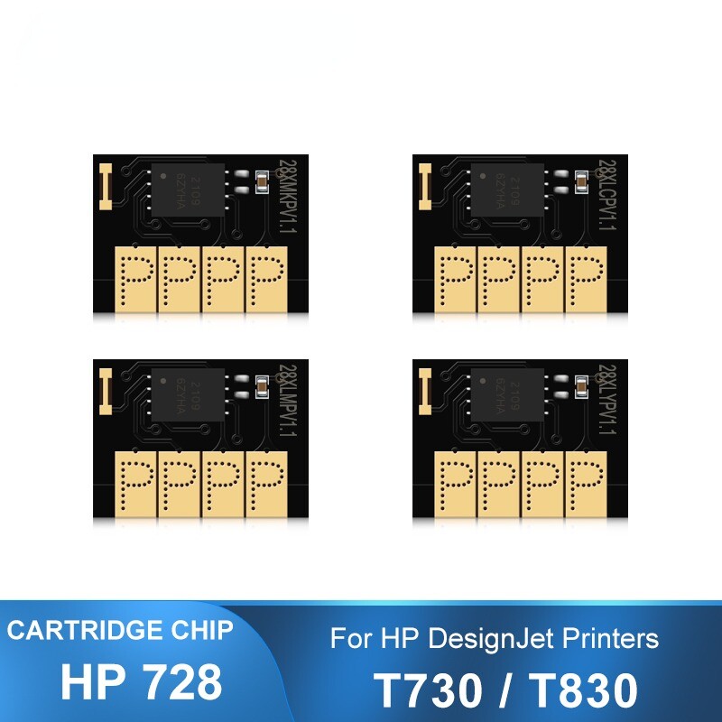 4PC For HP 728 728XL New Upgrade Cartridge Chip For HP DesignJet T730 T830