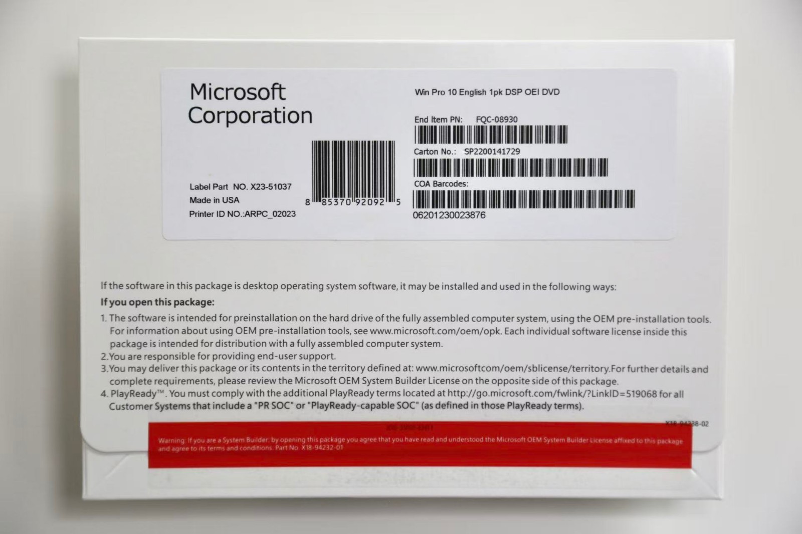 Windows 10 Pro 64-Bit DVD+Key. Factory Sealed.Free shipping.