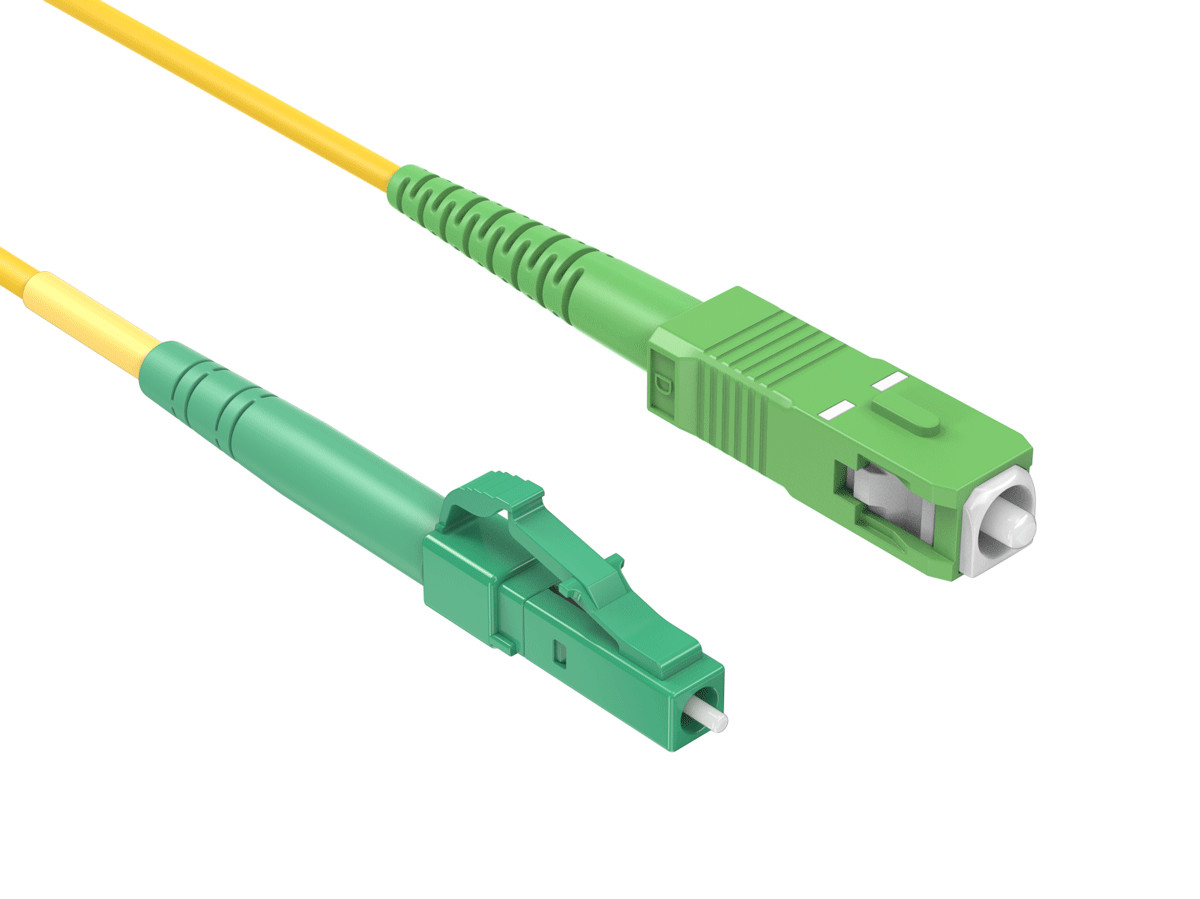 2m LC/APC to SC/APC Simplex Single Mode Fiber Patch Cable OS2 9/125 Yellow