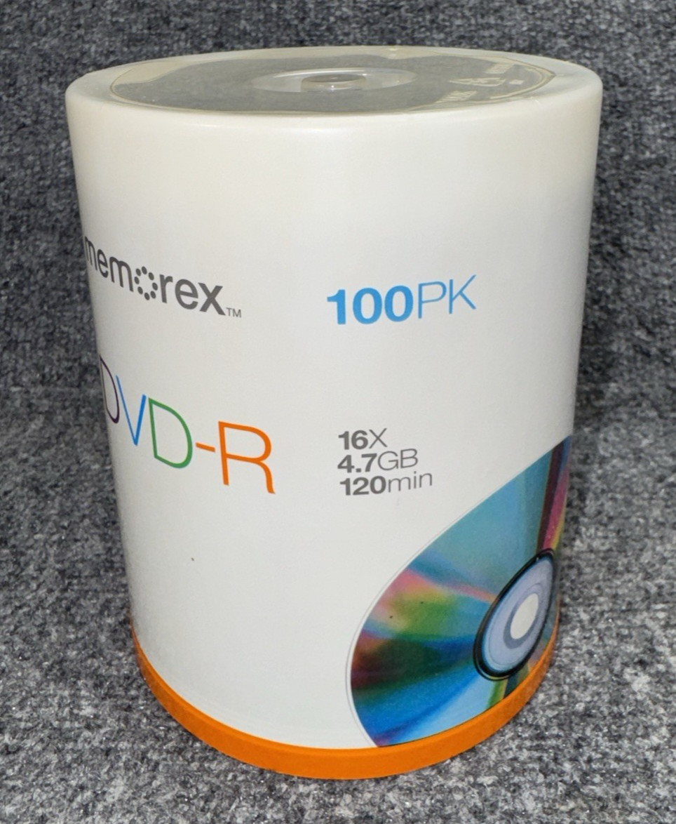 Memorex DVD-R Blank Discs 100 Pack Spindle 16x 4.7GB 120min Recordable Media NEW