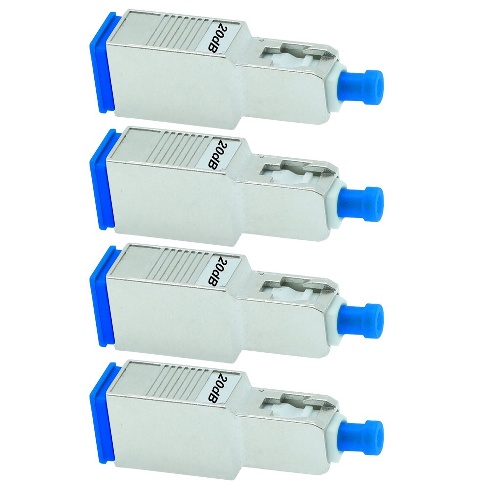 4x 20dB SC UPC Connector Fiber Optic Optical Single Mode Attenuator Metal Blue