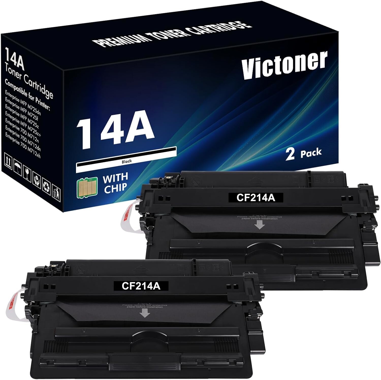 For HP LaserJet Toner Cartridge Replacement (CF214A) - 2 Pack Black - NEW w/chip