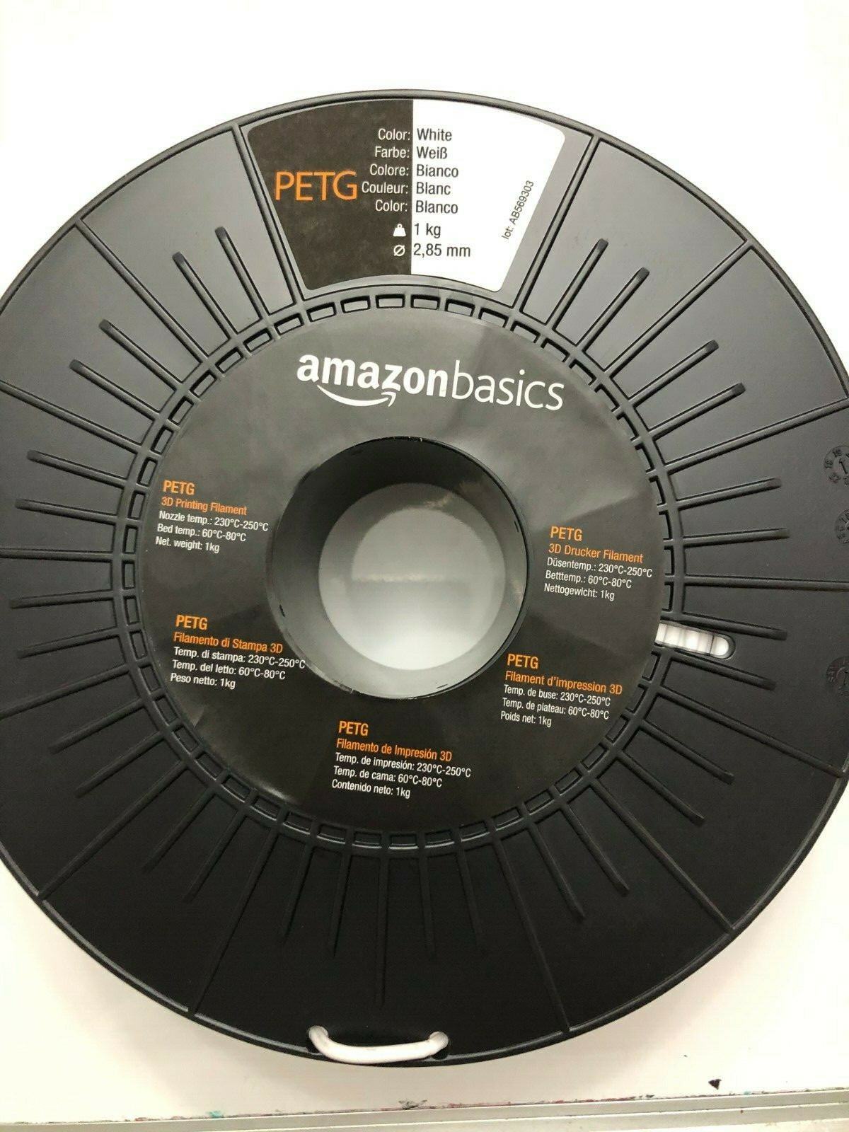 PETG 3D Printer Filament, 2.85mm, White, 1 kg Spool
