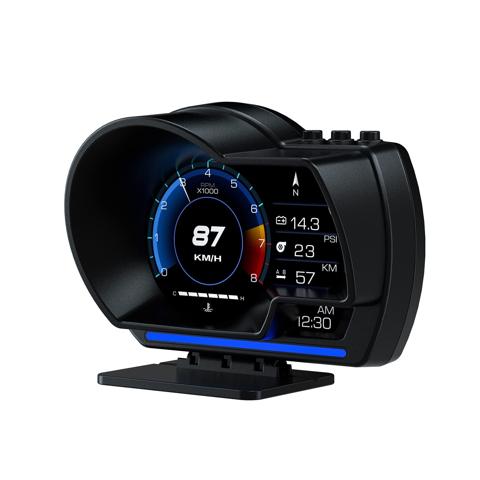 OBD2 Head-Up Display for Cars | Smart Gauge with Speed, RPM, Temp, Alarm