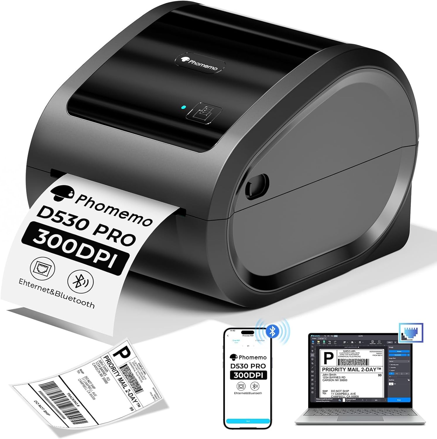Phomemo Ethernet Thermal Label Printer 4x6 Bluetooth