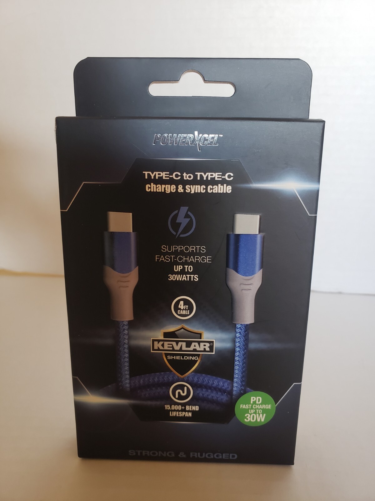 NEW POWERXCEL Type C To Type C, Charge & Sync, 4 ft cable 