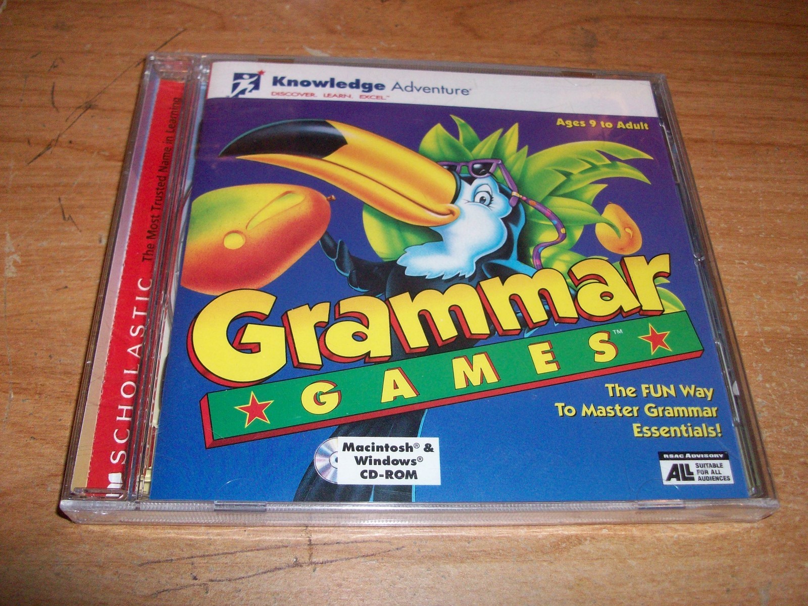 Scholastic Knowledge Adventure Grammar Games CD ROM Discover Learn Excel Ages 9+