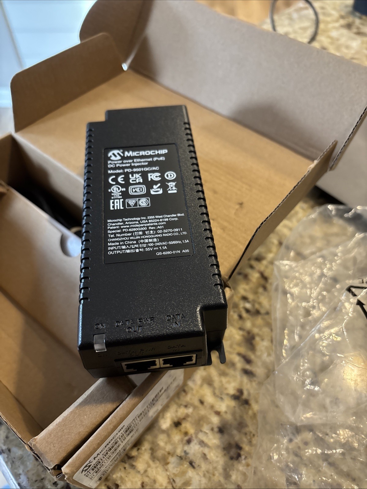 Microchip Technology - PD-9501GC/AC-US - Microchip PD-9501GC PoE Injector with