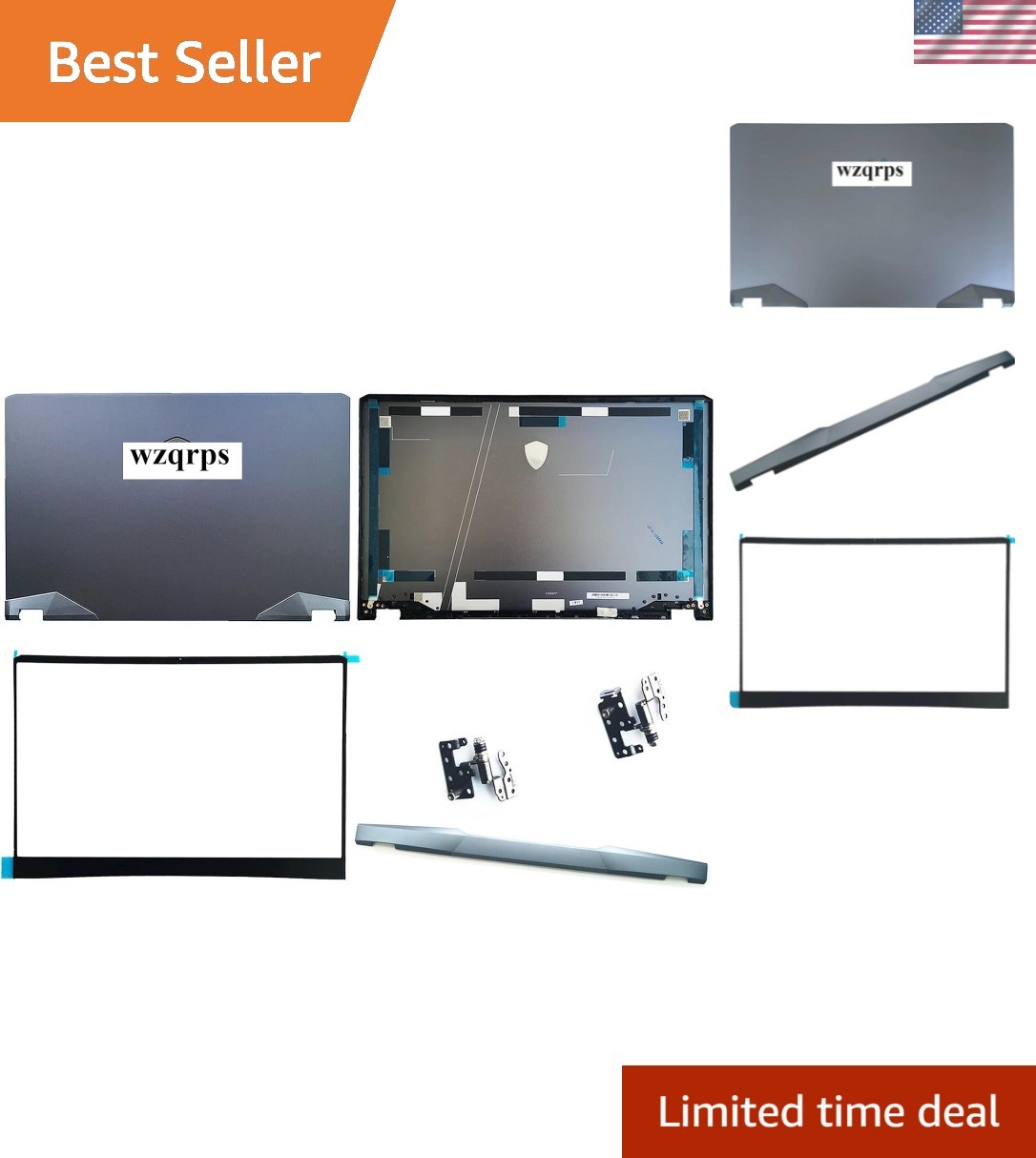 New Replacement Laptop LCD Cover Back Rear Top Lid Front Screen Bezel Hinges ...